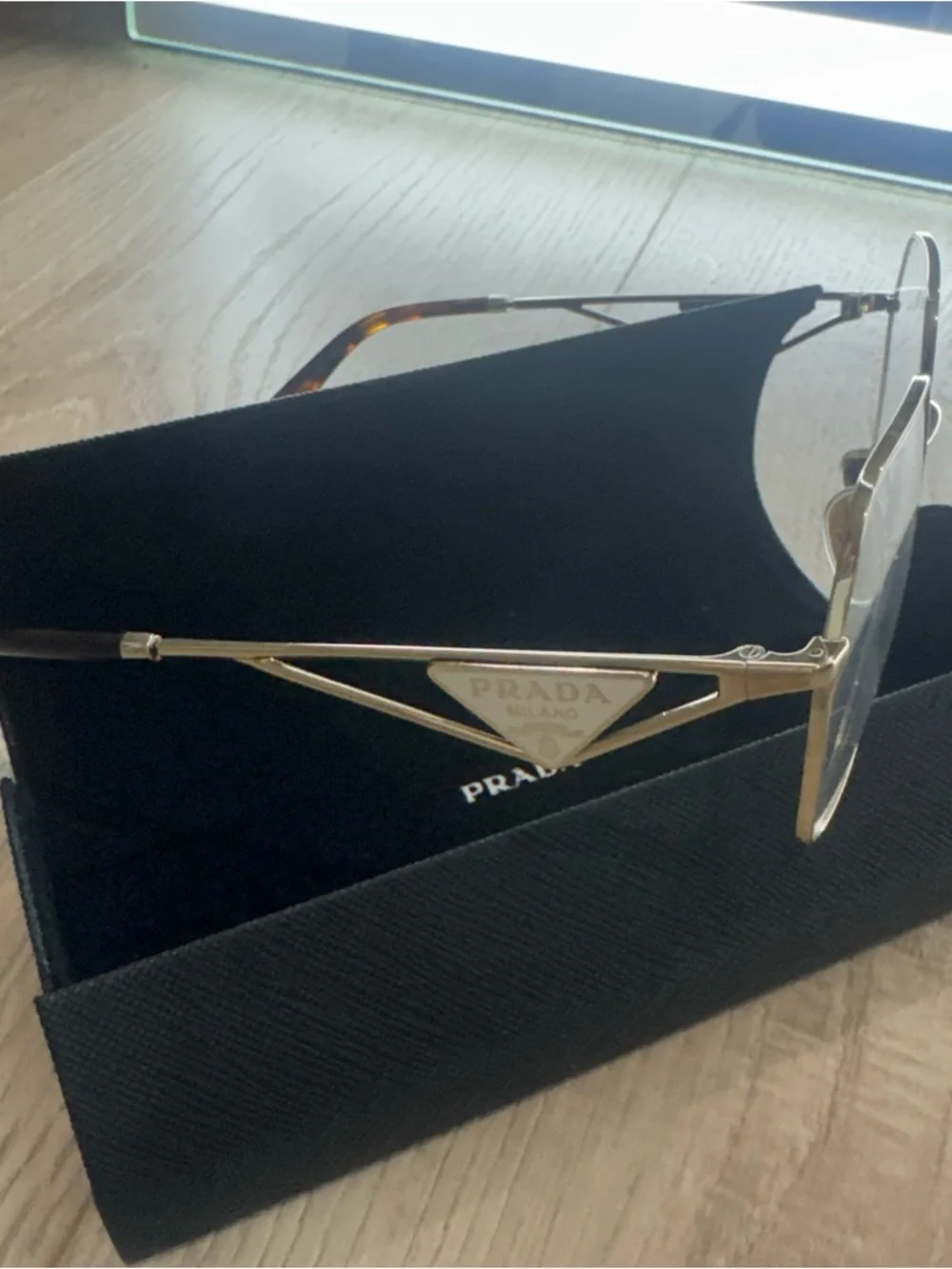 Prada Women's Gold Hexagonal Metal Glasses. Like new . 100% authentic